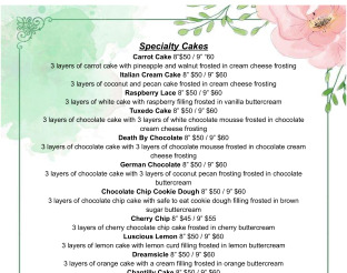 View Cake Menu